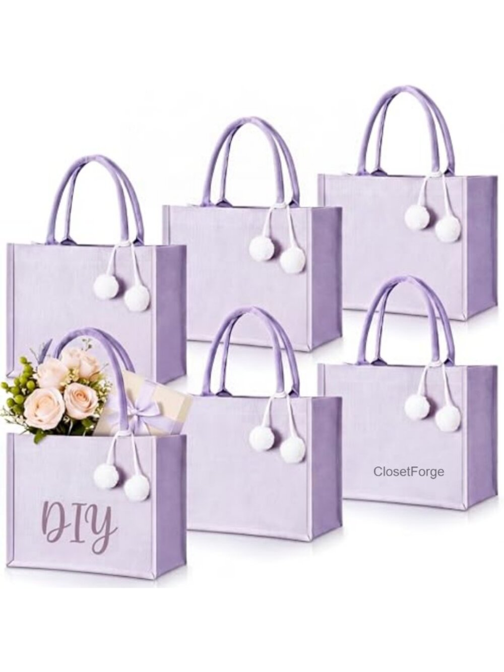 Canvas Tote Bags DIY Blank for Bridesmaid Set of 6